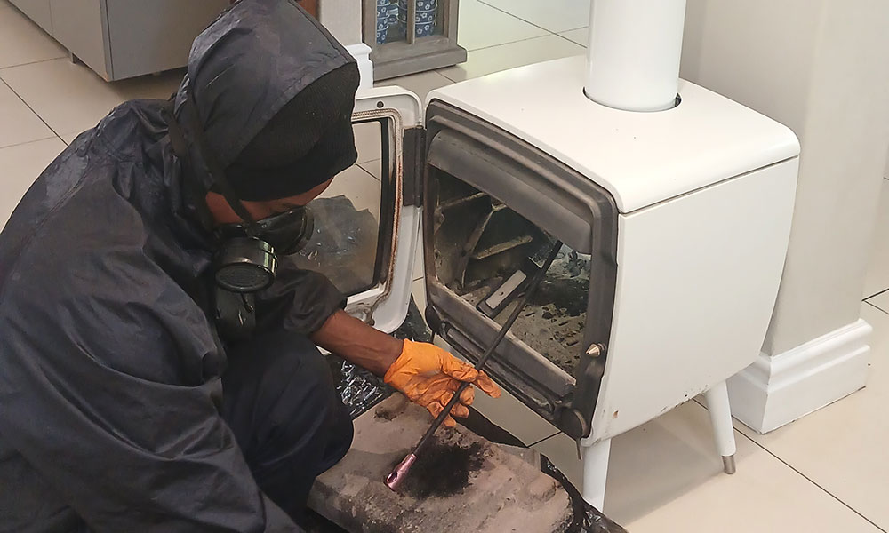 chimney flue being opened